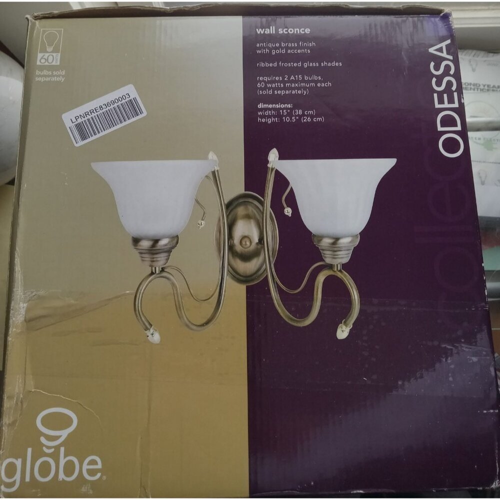 2‑Light Brushed Nickel Bathroom Vanity Sconce – Frosted Glass Shades Fixture